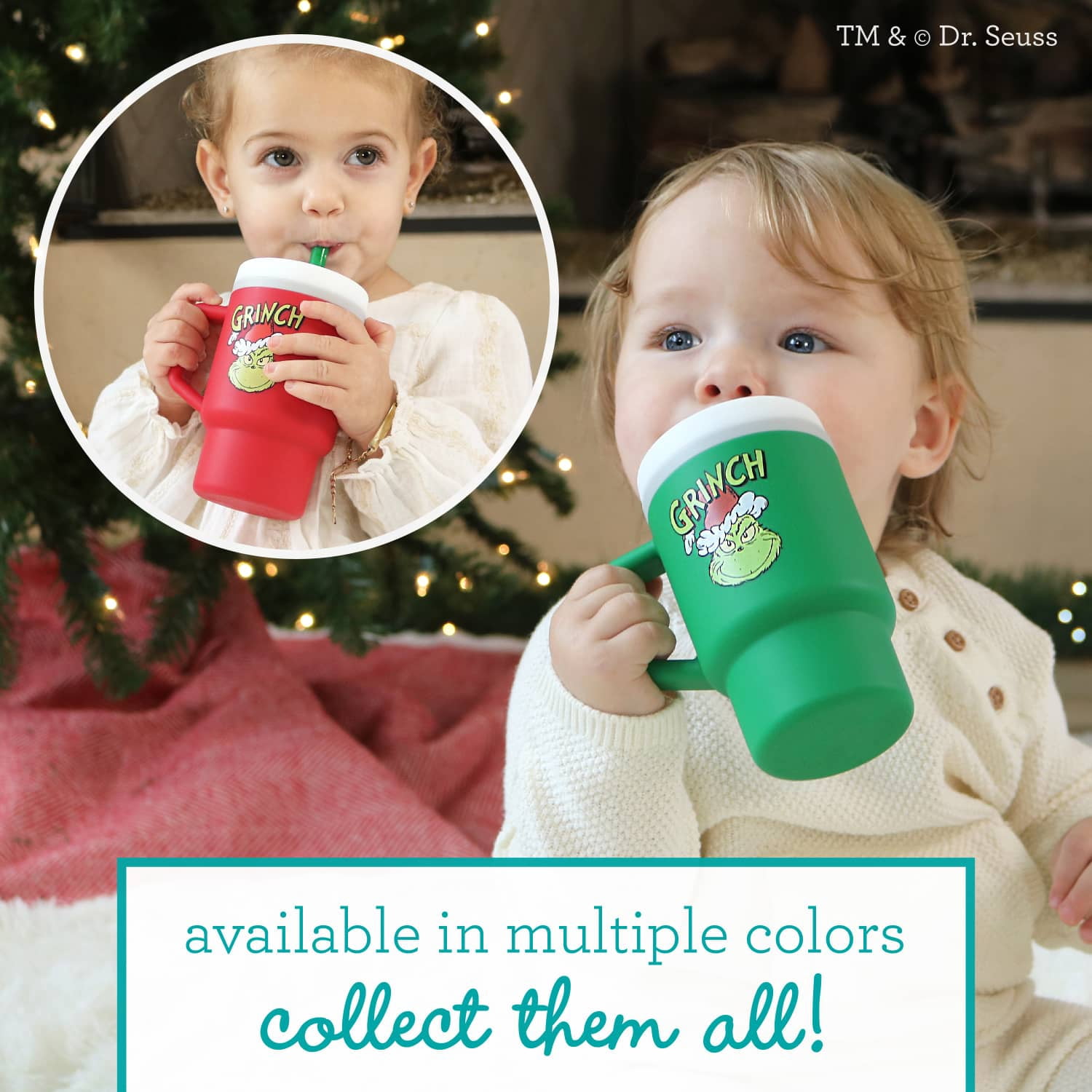 Infantino My 1st Tumbler – Adorable 9 oz. Training Cup with Toddler-Friendly Straw and Handle, Grinch Green