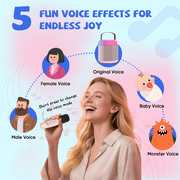 Mini Karaoke Machine with 2 Wireless Microphones, Portable Karaoke Singing System with LED Lights, Ideal Gifts for Home Party(Pink)