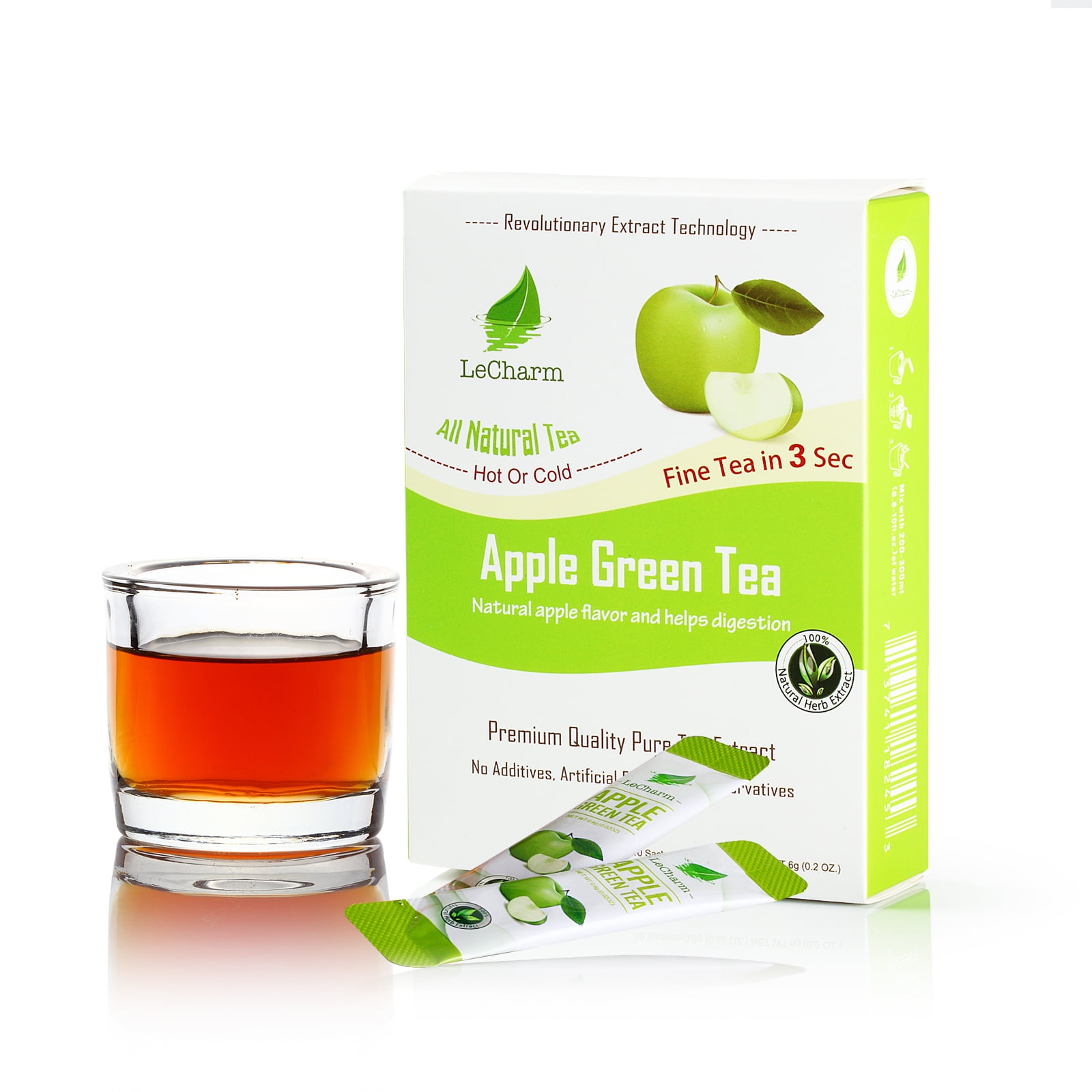LeCharm Fruit Tea 100 Natural Apple Green Unsweetened Green Tea Bags