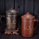 thumbnail image 2 of Bearachild Taza de té de arcilla morada con tapa, contenedores de bebidas para el hogar, taza de bebida de estilo chino Vintage redondeada, Cocina y Comedor Rojo, 2 of 6
