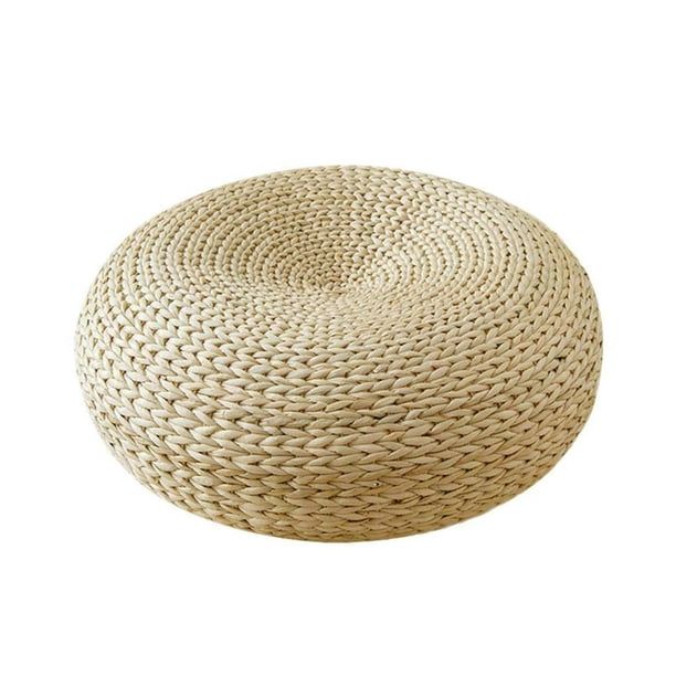 Bearachild Estera de paja redonda Tejido Transpirable Asiento de yoga universal Almohada de piso Cojín de estilo japonés Silla para dormitorio Sala de Conjuntos de muebles de sala de estar Bearachild HA1260-00B
