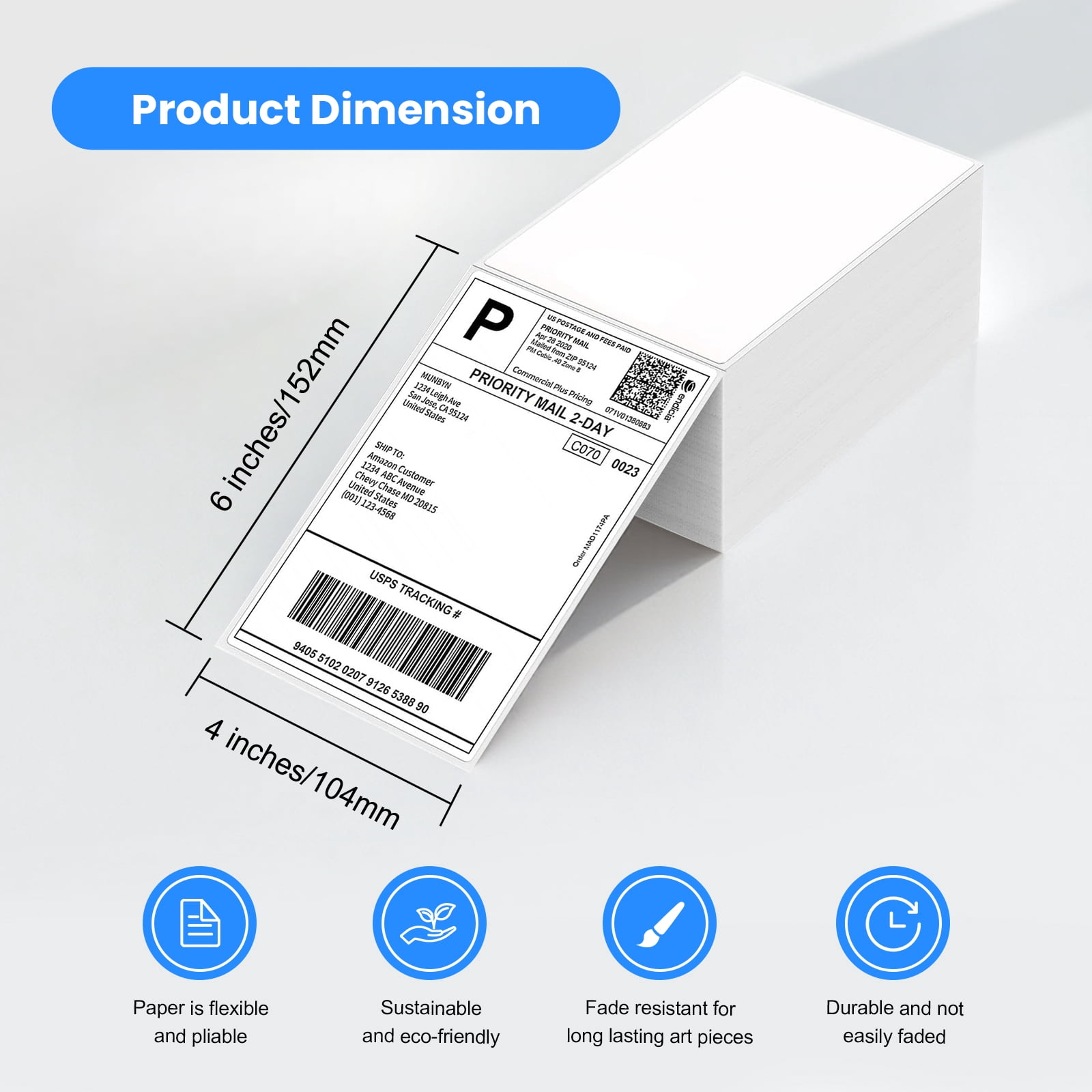 500 Pack 4x6 Thermal Shipping Labels, Direct Print Paper for Mailing & Shipping Packages