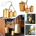 thumbnail image 4 of Christmas Bell Decoration, Set Of 3 Christmas Bell Brass Cow Shabby Style Rustic Metal Hanging Giant Cow Bells Decor Gold, 4 of 5