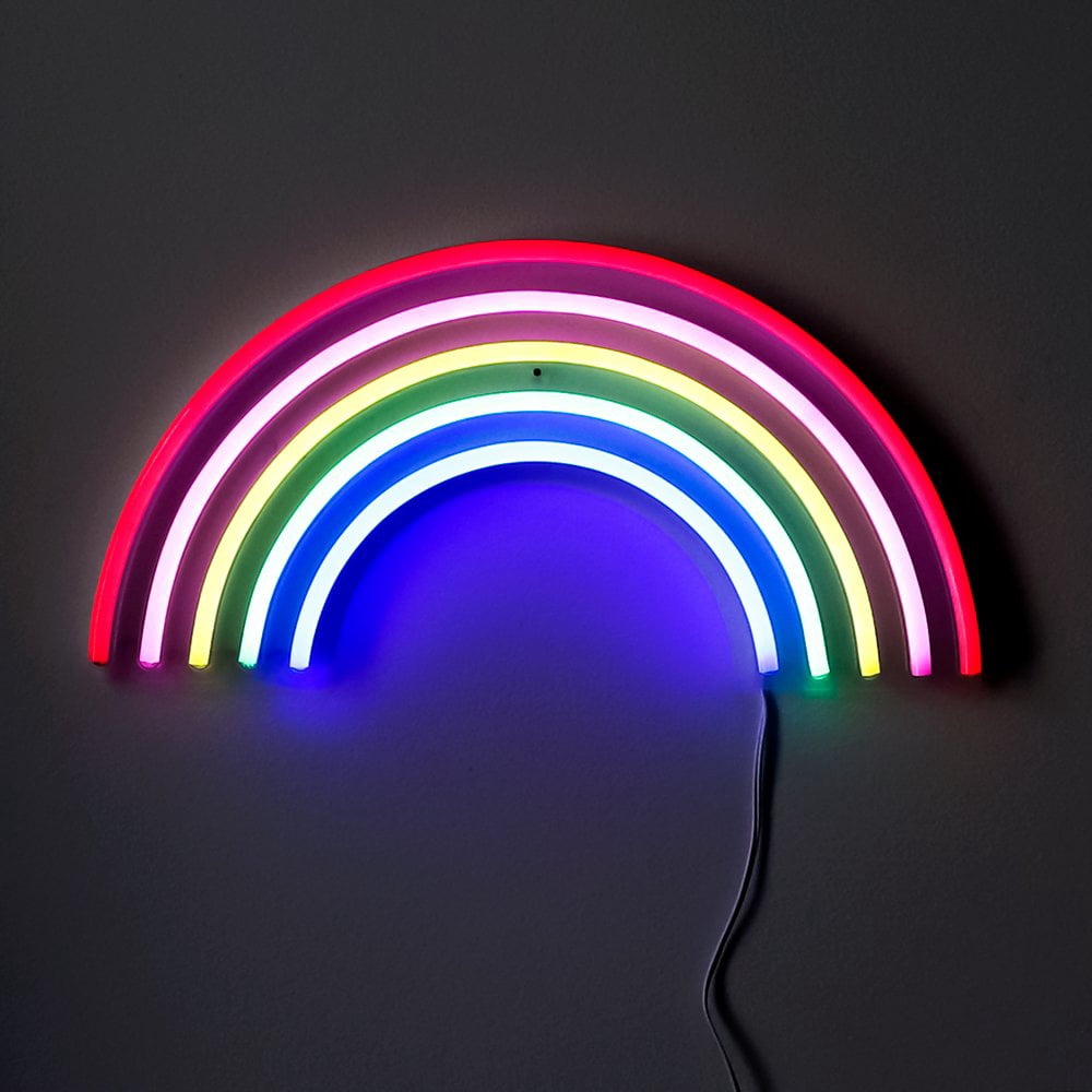 Isaac Jacobs 15” x 7.5” LED Neon ‘Multi-Colored Rainbow’ Wall Sign, Powered by USB Wire
