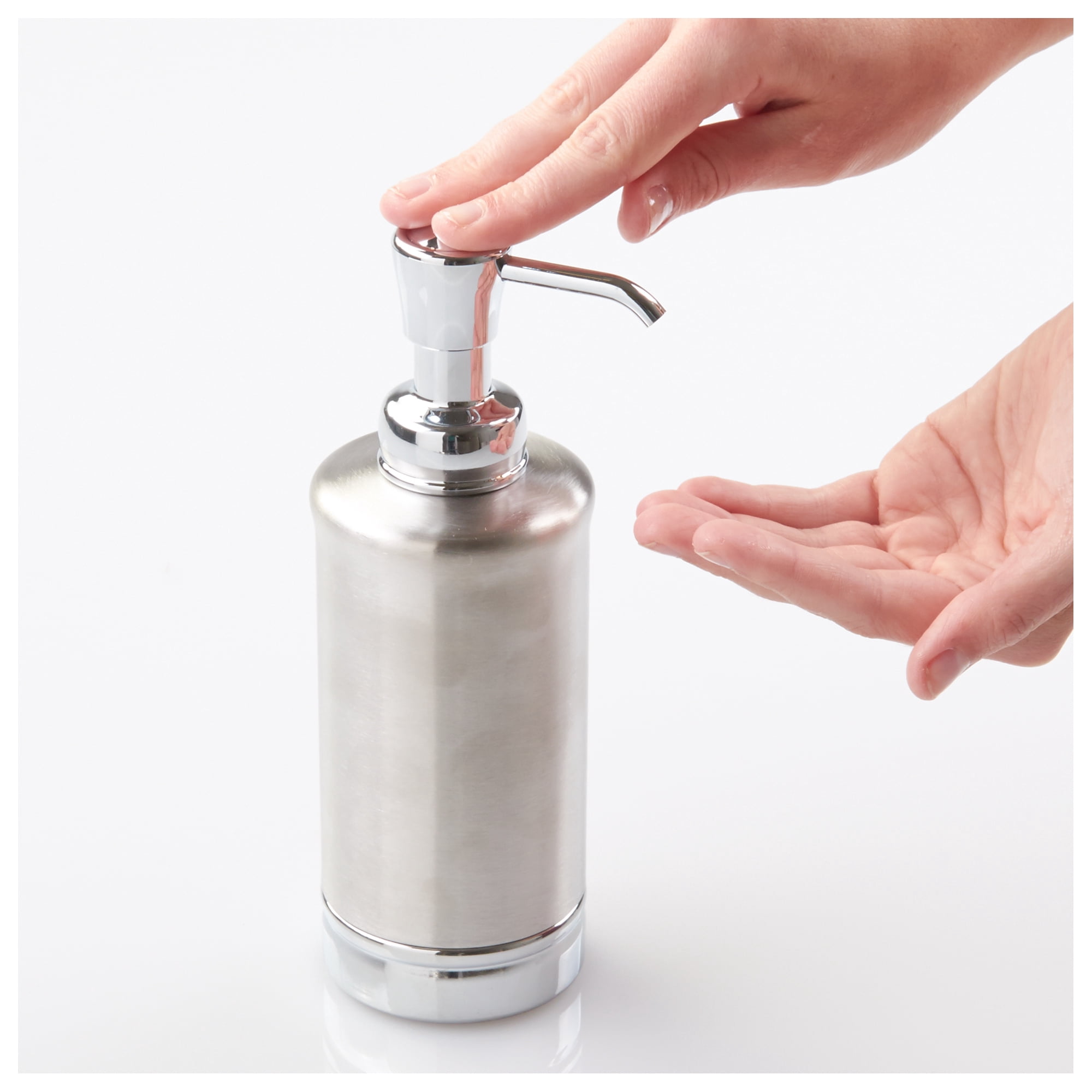 iDesign Stainless Steel Soap Dispenser for Bathroom or Vanity - Holds Hand Soap or Lotion - Split Finish