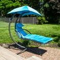 thumbnail image 5 of Sunnydaze Steel Outdoor Floating Chaise Lounge Chair with Canopy - Teal, 5 of 16