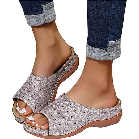 

Sandals for Women Casual Summer Womens Dressy Orthopedic Sandal with Arch Support Roman Open Toe Flip Flop Shoe