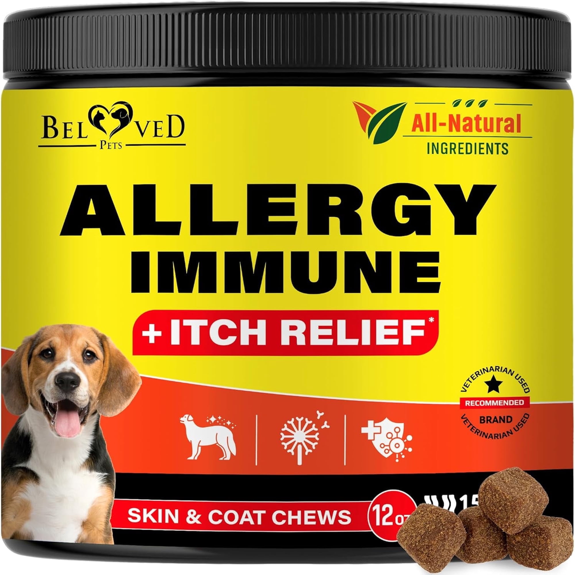 Dog Itch & Seasonal Allergy Support Chews – For Dry Itchy Skin & Hot Spots with Probiotic & Omega-3 Oil – Immune & Skin Health Supplement for Dogs and Puppies