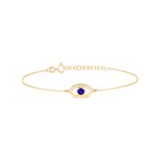 Gelin Diamond and Sapphire Evil Eye Bracelet in 14K Solid Gold for Women, Adjustable