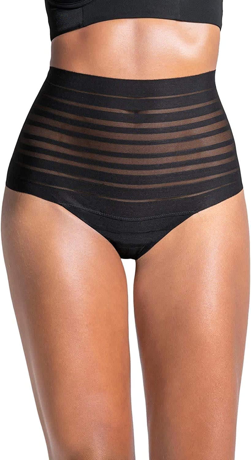 Leonisa lace stripe high waist compression underwear tummy control thong for women - Walmart.com