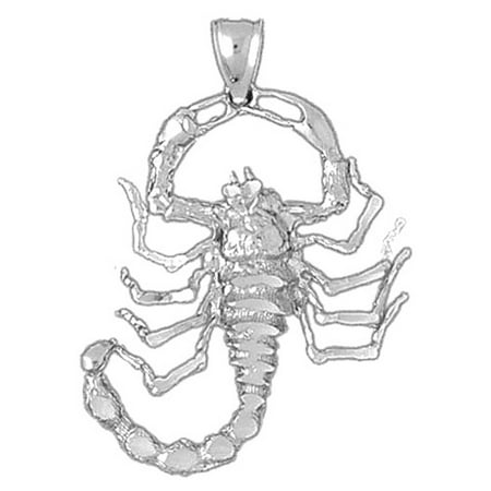 14K White Gold Scorpion Pendant - 38 mm