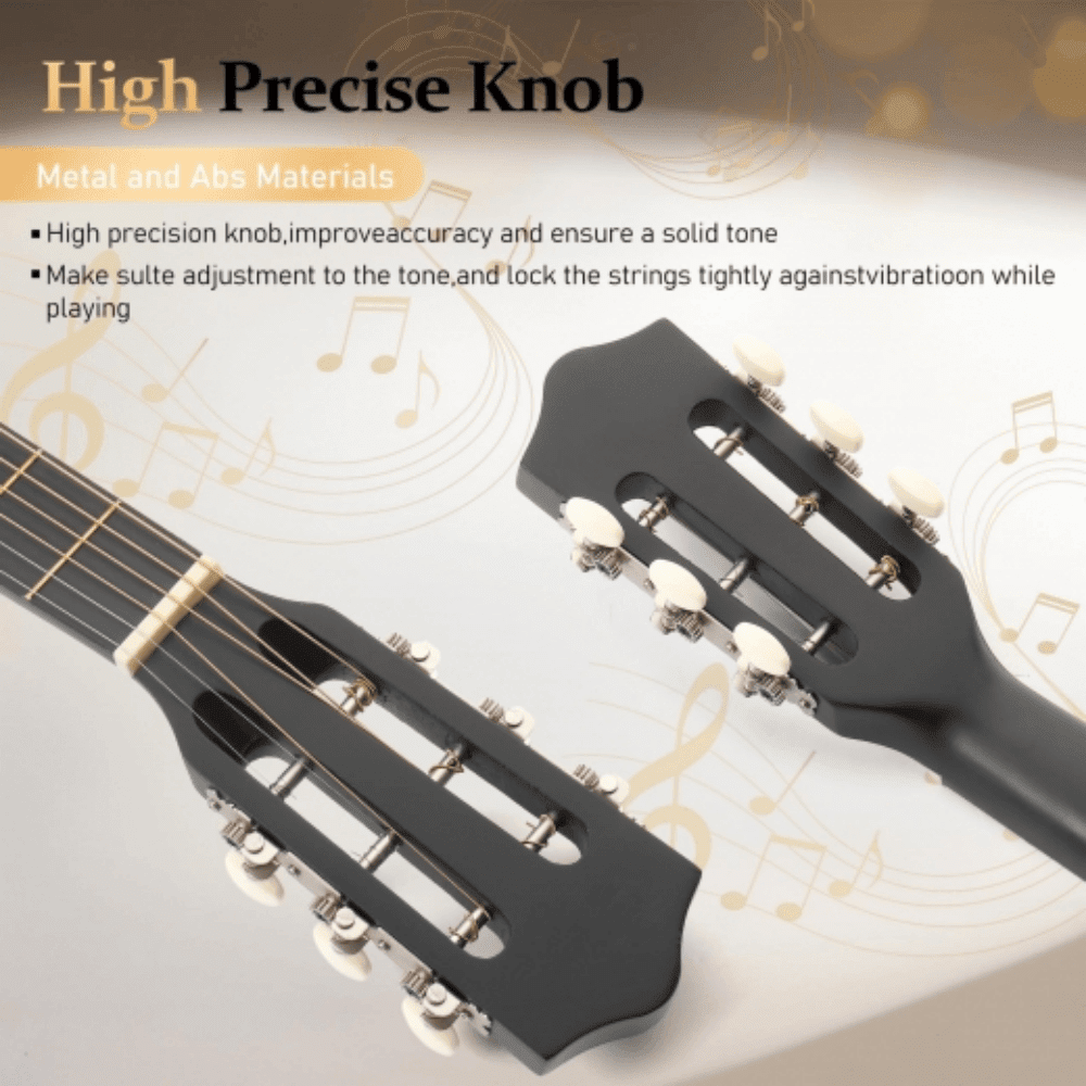 Tcbosik 38-inch Beginner Acoustic Guitar, Basic Starter Kit with Bag, Strap, Tuner, Capo, Picks and Strings, Matte Black