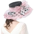 thumbnail image 5 of Organza Church Hat Polka Dot Fascinator Wedding Tea Party Derby Hats for Women Flower Wide Brim Hat, 5 of 5