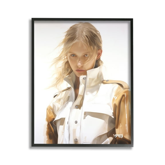 Stupell Industries Woman in Riding Jacket Beauty & Fashion Painting Black Framed Art Print Wall Art, 11 x 14