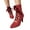 Red, variant on Kitten Heels Combat Boots for Women Ladies Vintage Ribbon Lace up Mid Calf Dress Ankle Booties Cocktail Party