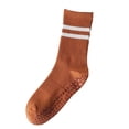 thumbnail image 2 of Ruffle Socks Woman Women Striped Crew Socks with Grips, Non-slip Indoor Socks, Breathable Crew Socks for Home Yoga Orange One Size, 2 of 5
