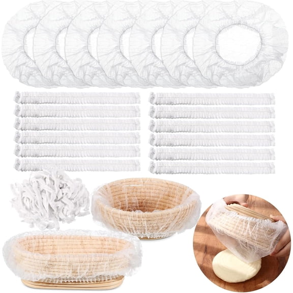Proofing Basket Liner Bread Non Woven Liner Disposable Non Stick Dough Bowl Covers for Bread Proofing (100 Pcs -Without basket)