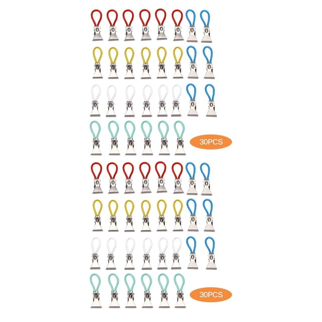 Inteprter Pinzas para toallas de 30 piezas, no fáciles de deformar, duraderas, gruesas, para colgar en la cocina, suaves, a prueba de herrumbre, bucles Type1 NO1 Inteprter CBP230700