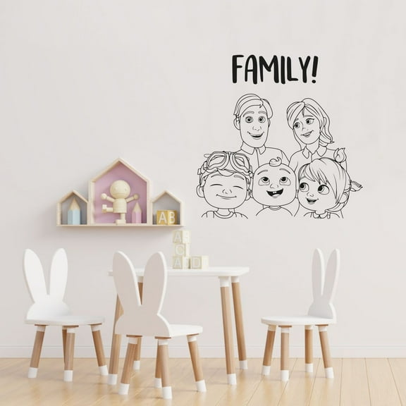 Cocomelon JJ Happy Family Mommy Daddy Tomtom Yoyo Cute Happy Family Vinyl Wall Art Wall Sticker Wall Decal Home Kids Room Study Room Boys Girls Room Wall Décoration Design Décor Size (30x28 inch)