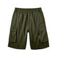 thumbnail image 6 of Gym Mens Shorts Solid Color Elastic Waist Casual Cargo Pants with Multiple Pockets Shorts, 6 of 7