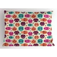 thumbnail image 1 of Sugar Skull Pillow Sham Cute Colorful Skull Silhouettes Hearts and Flowers Carnival Celebration Theme, Decorative Standard King Size Printed Pillowcase, 36 X 20 Inches, Multicolor, by Ambesonne, 1 of 2