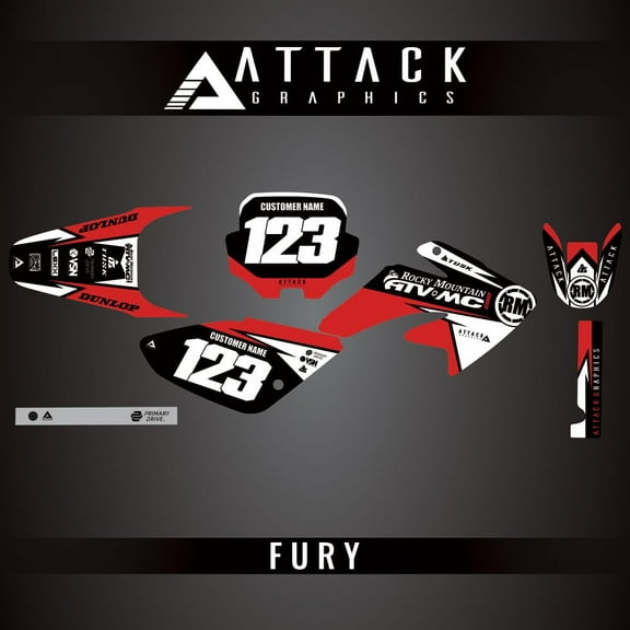 Attack Graphics Custom Fury Complete Bike Graphics Kit for Honda CRF80F 2005