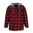 thumbnail image 3 of CHEEREAM Men's Flannel Jacket Hooded Plaid Jackets Cotton Sherpa Lined Jacket Winter Button Down Jackets with Pockets Red S, 3 of 5