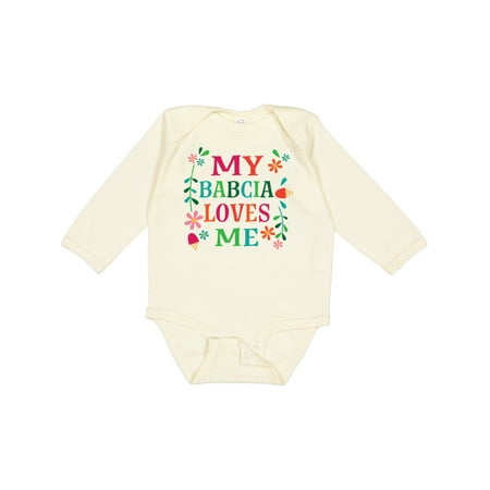 

Inktastic My Babcia Loves Me Girls Long Sleeve Baby Bodysuit