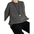 thumbnail image 3 of Womens Crew Neck Sweaters Long Sleeve Slouchy Fall Casual Loose Pullover Tops Dark Gray One size, 3 of 8