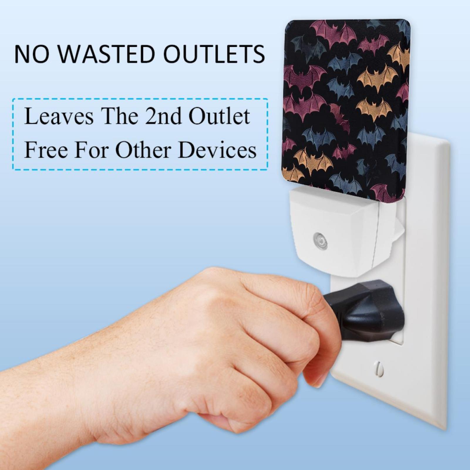 PhooArto Colorful Bats Pattern Plug in LED Night Light Auto Sensor Dusk to Dawn Decorative Night for Bedroom, Bathroom, Kitchen, Hallway, Stairs, Baby's Room, Energy Saving