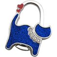 thumbnail image 1 of JewelBeauty Textured Shimmery Metal Cat Shape Handbag Bag Purse Hanger Table Hook Holder (Blue), 1 of 1