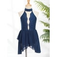 thumbnail image 2 of Haitryli Kids Girls Rhinestone Sleeveless Figure Ice Skating Dress Gymnastic Skirted Leotard Competition Dancewear Navy Blue 14, 2 of 7