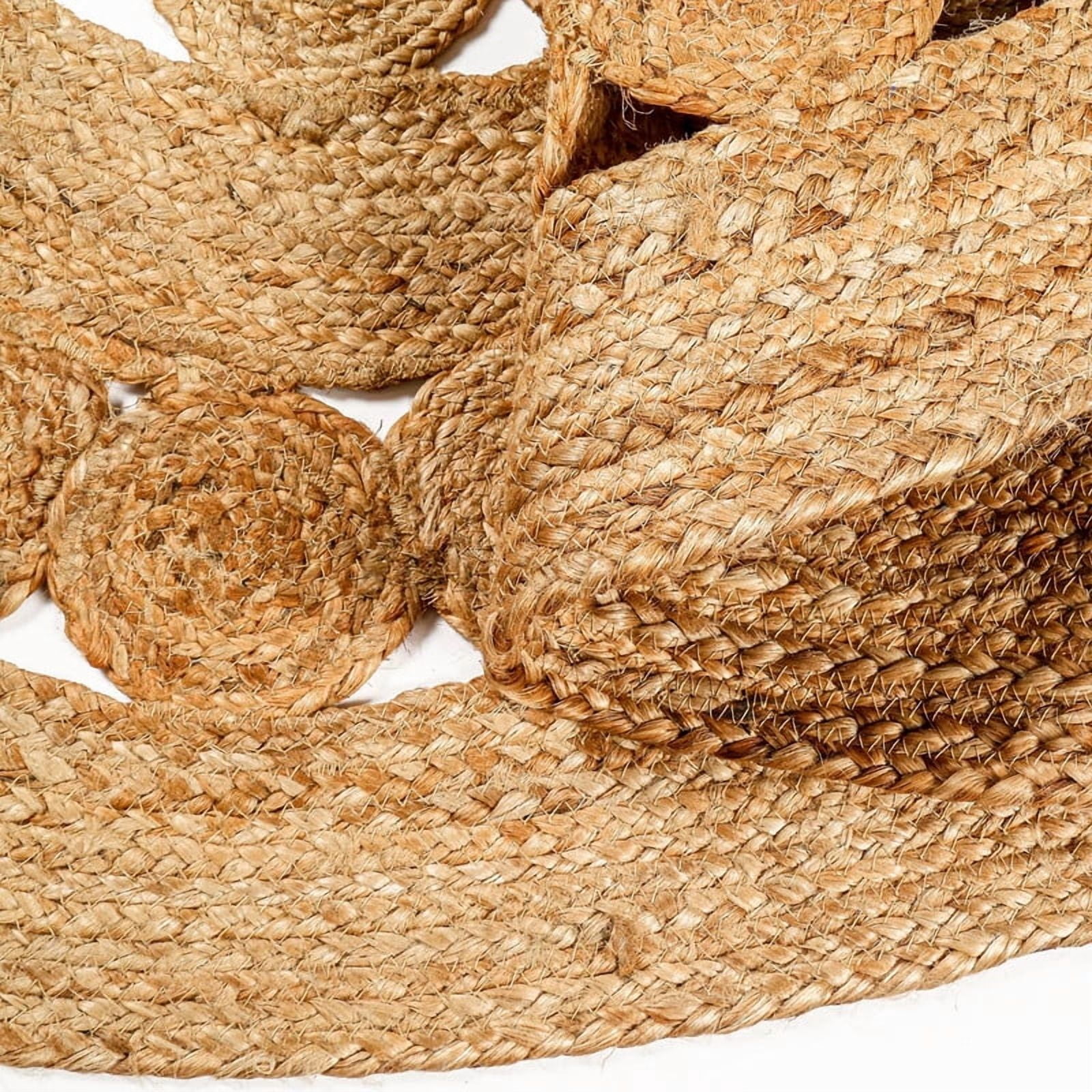 Boho Farmhouse Jute Circle Rug, Reversible Rustic Coastal Area Mat Natural Jute 7A, 2 FT