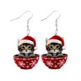 thumbnail image 1 of LUVCLS Pendientes navideños con lazo creativo y cuentas rojas navideñas ¡Serie navideña!◇, 1 of 7