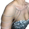 thumbnail image 4 of Cadena de hombro de diamantes de imitación de boda de múltiples capas, collar de novia de cristal, cadena de cuerpo de diamantes de imitación sexy, cadena de brazo con borla, 4 of 5