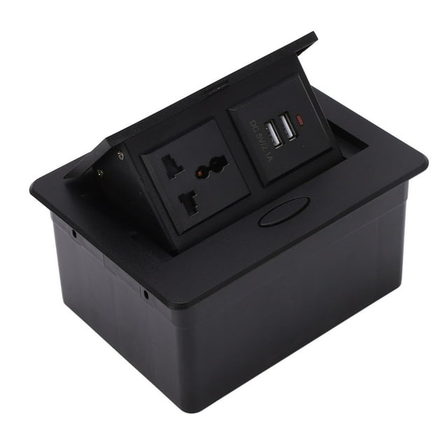 Fuera de Alimentació Ocula, Panel de Aluminio de Mesa de Aluminio Escondido CAJA Universal Inferior 250V 2 Puertos USB para Sala de Reuniones para la Oficina