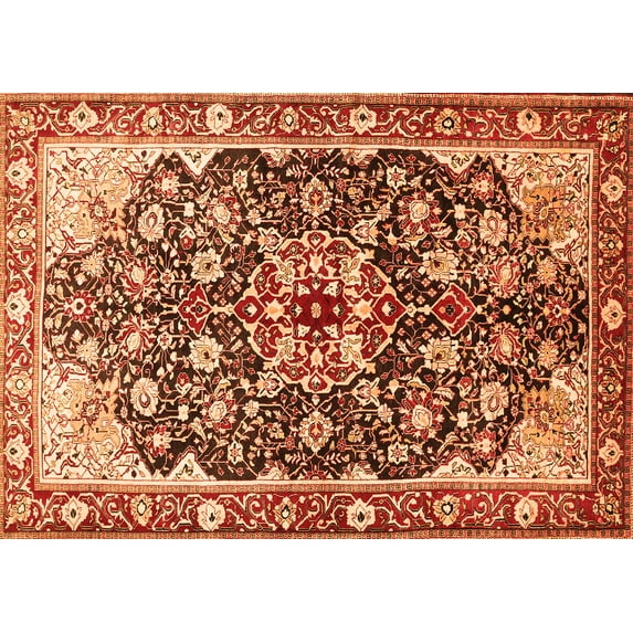 Ahgly Company Indoor Rectangle Medallion Orange Traditional Area Rugs, 2' x 3'