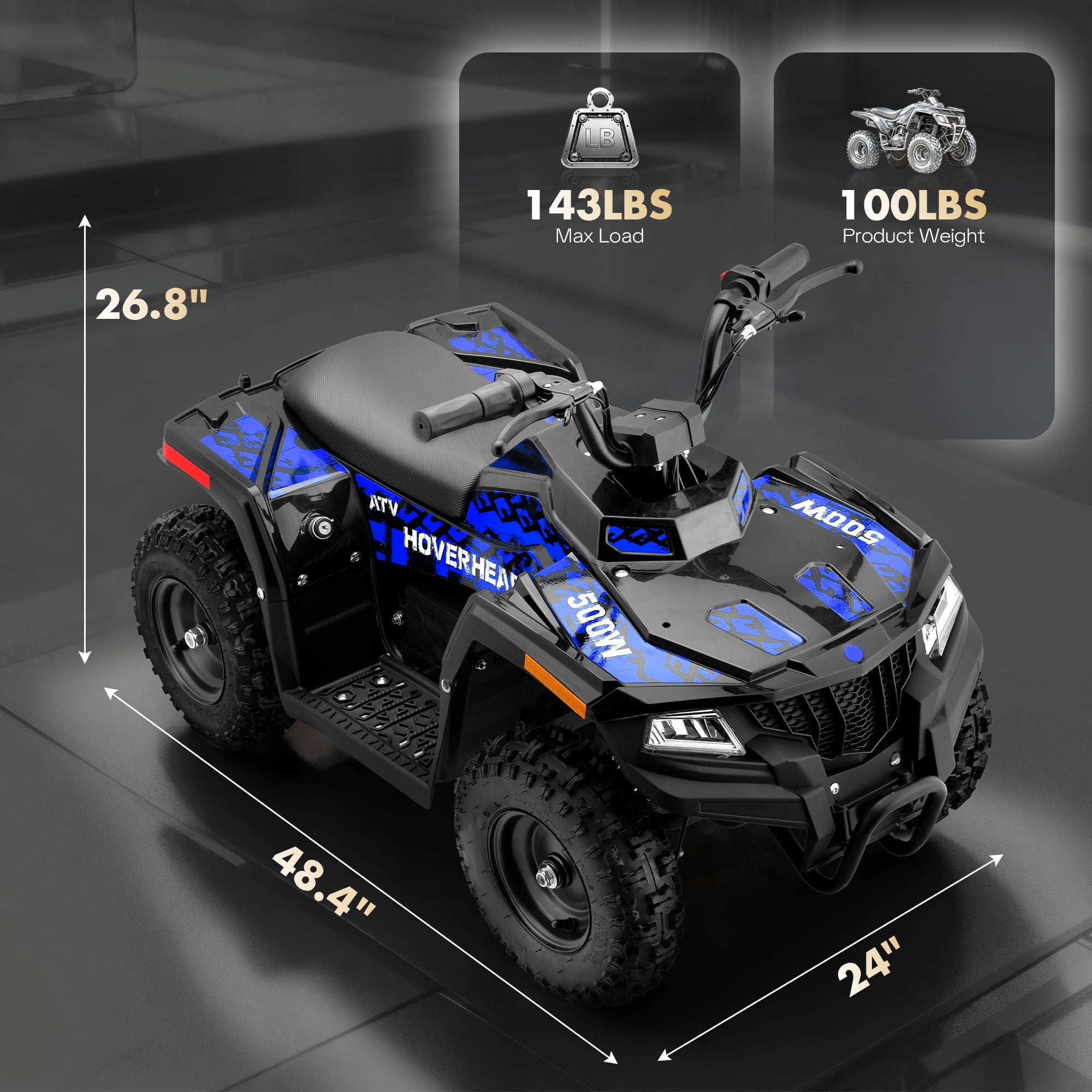 HOVER HEART Electric ATV, 36V 500W Powerful Motor, 8-10 Mile Range, Dual Suspensions