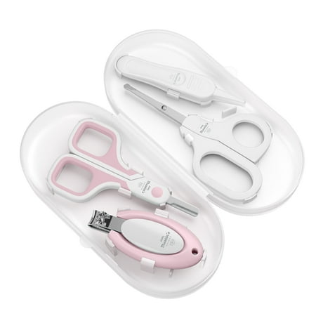 Little Martin's Drawer Baby Grooming Kit for Nails With 1 Baby Nail Clippers, 2 Scissors and 1 Tweezer - Pink