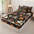 thumbnail image 2 of Castle Fairy Dark Pirate Pattern Zipper Twin Comforter Sets with Fitted Sheet and 2 Pillowcases,Cute Roger Ship Gold Coin Zipper Bedding Set,Navy Black,4-Piece,Black Reversible, 2 of 6