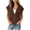 Brown, variant on Women's Plus Size Cap Sleeve Hoodie Summer Loose Casual Zip Up Drawstring Tops with Pockets Purple