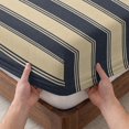 thumbnail image 3 of Full Size Fitted Sheet Set - Navy Blue Stripes 3 Piece Bedding Sets 16" Deep Pocket Fitted Sheet with 2 Pillowcases, Modern Striped Cream Brushed Microfiber Hotel Luxury Bed Sheets, 3 of 9