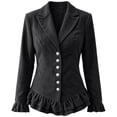 thumbnail image 4 of Cmtiyu Ruffled Jackets for Women Long Sleeve Lapel Button Down Gray Corduroy Jacket Dressy Casual Lightweight Fall Jacket S-3XL, 4 of 7