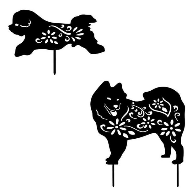 Silueta Animal Estaca Perro Decoración De Jardín Silueta De Perro Negro Para Camino De Césped Acera 2 Unids/Set Monstrate HA035026-00