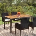 thumbnail image 1 of vidaXL Garden Table with Wooden Top Black 150x90x75 cm Poly Rattan, 1 of 4
