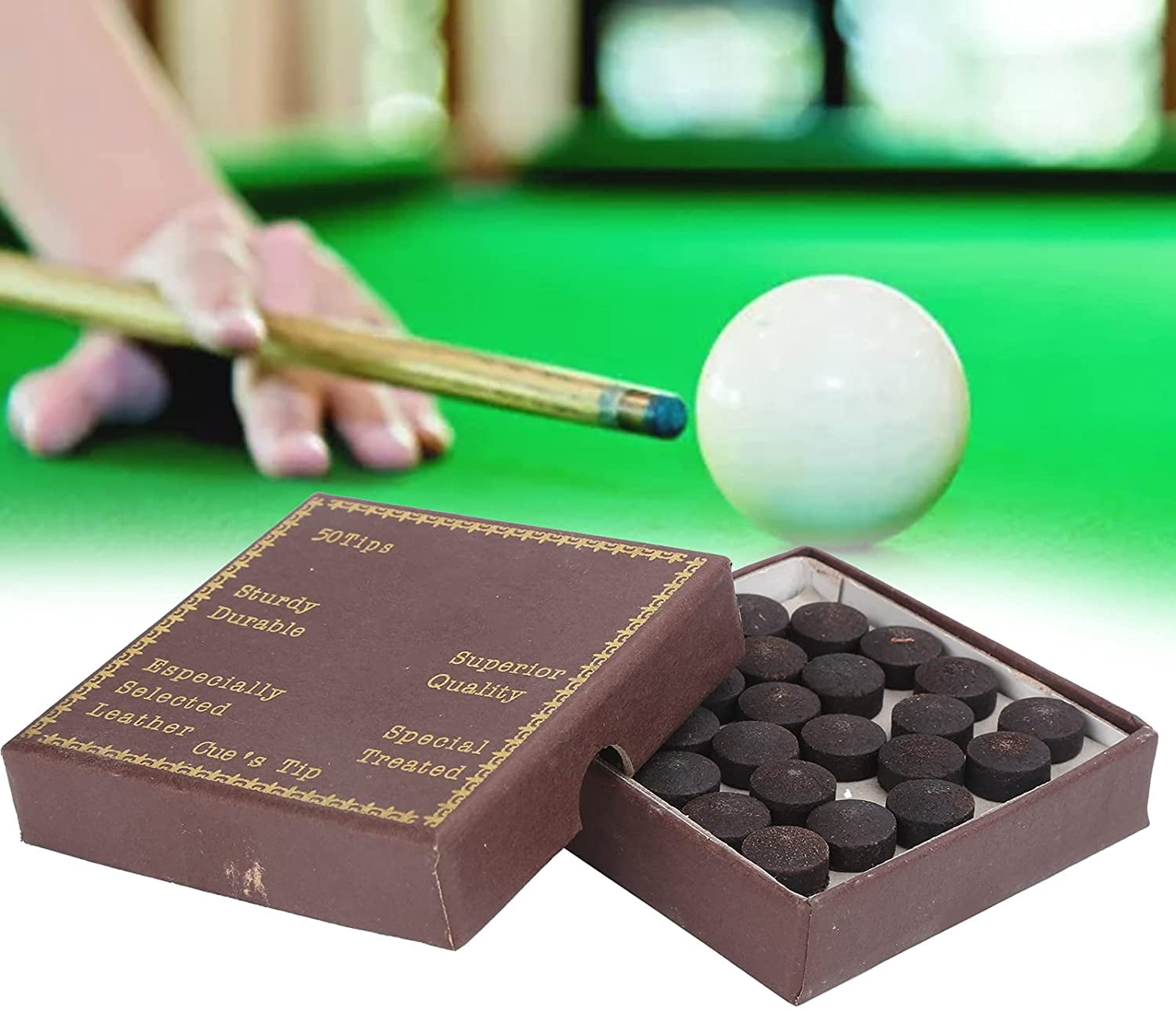 Lot De 50 Embouts De Queue De Billard En Cuir - 9mm, 10mm, 13mm Pour Snooker Et Billard Américain - 2