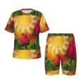 thumbnail image 1 of Bingfone Rose Psychédélique pour Enfants Ensemble de Pyjamas Col Rond, Pyjamas à Manches Courtes avec Taille Élastique et Shorts Ensemble Deux Pièces, Adapté pour Garçons et Filles Tenue de Maison-TTG, 1 of 6