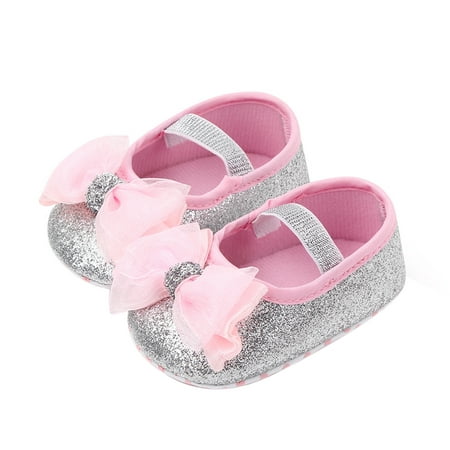 

Kiapeise Baby Girls Flats Bowknot Princess Shoes No-Slip First Walkers