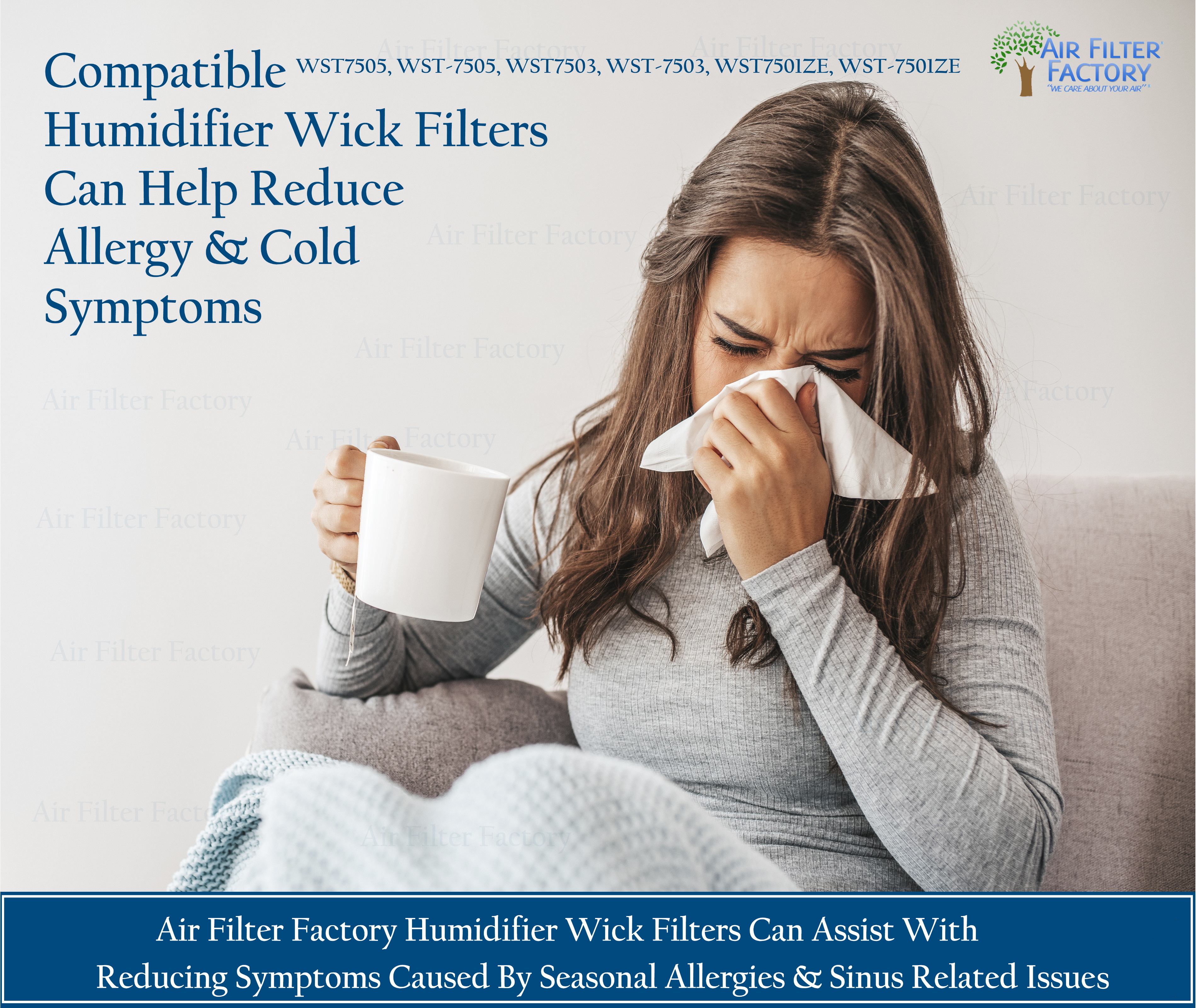 Air Filter Factory Replacement for WST7505, WST-7505, WST7503, WST-7503, WST7501ZE, WST-7501ZE White Westinghouse Humidifier Filter 2-Pack (Sold without manufacturer warranty)