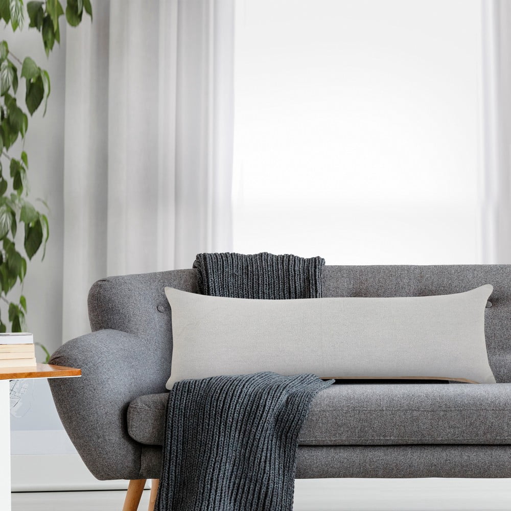 Harlow Hill Solid Loomed Rectangular Cotton Lumbar Pillow Cover - 36" - Gray